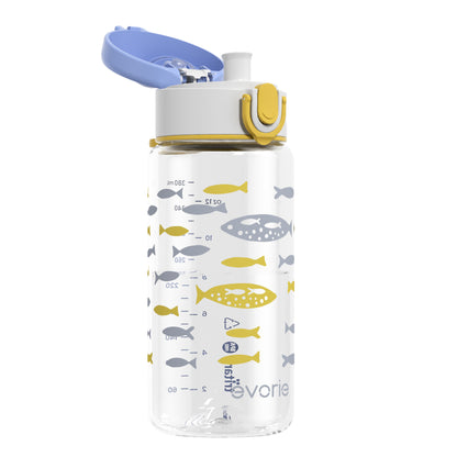 Evorie Tritan Kids Drinking Spout Water Bottle 380mL, Fish Abundance