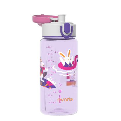 Evorie Tritan Kids Drinking Spout Water Bottle 380mL, Purple Bunny