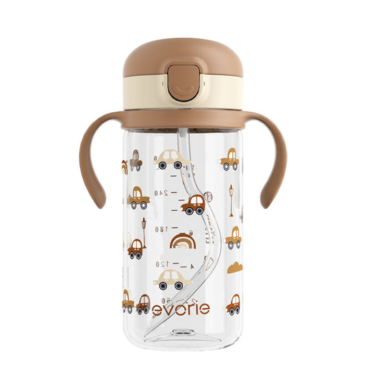 Evorie Tritan Kids Straw Water Bottle Mug 300mL, Choco Car (NEW)