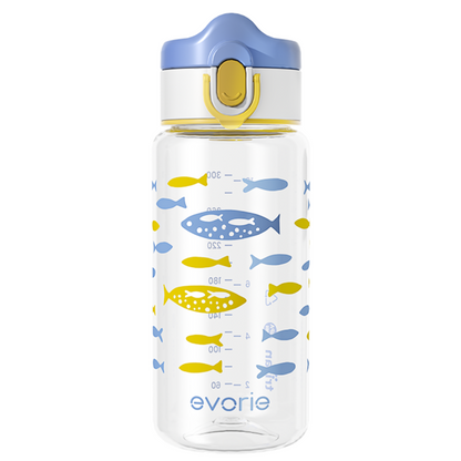 Evorie Tritan Kids Drinking Spout Water Bottle 380mL, Fish Abundance