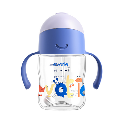 Evorie Tritan Baby 360 Straw Water Bottle Sippy Cup 200mL, Blue Explorer