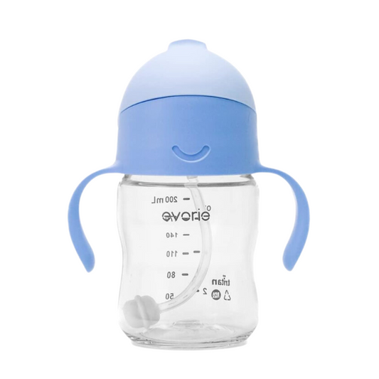 Evorie Tritan Baby 360 Straw Water Bottle Sippy Cup 200mL, Bluemoon