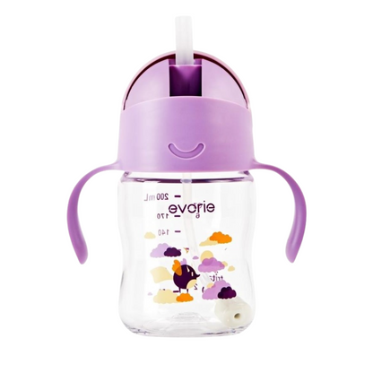 Evorie Tritan Baby 360 Straw Water Bottle Sippy Cup 200mL, Daydream