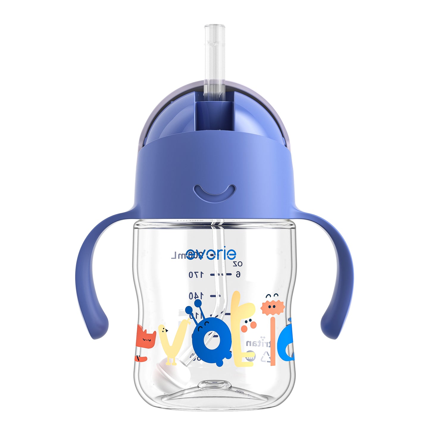 Evorie Tritan Baby 360 Straw Water Bottle Sippy Cup 200mL, Blue Explorer