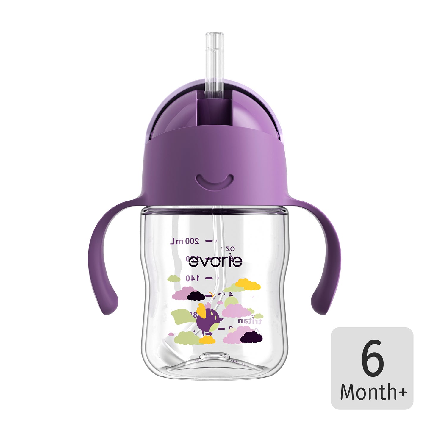 Evorie Tritan Baby 360 Straw Water Bottle Sippy Cup 200mL, Daydream