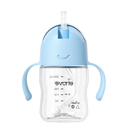 Evorie Tritan Baby 360 Straw Water Bottle Sippy Cup 200mL, Bluemoon