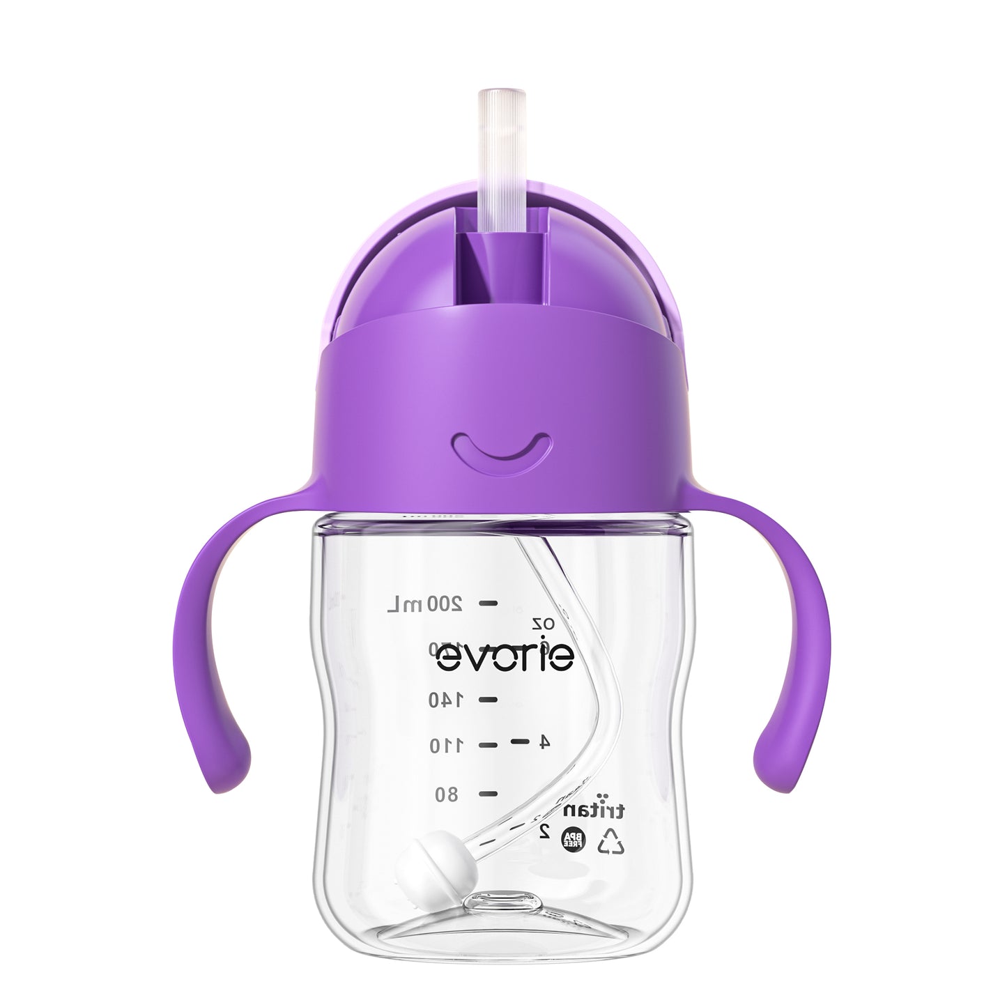 Evorie Tritan Baby 360 Straw Water Bottle Sippy Cup 200mL, Ube