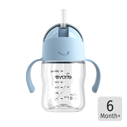 Evorie Tritan Baby 360 Straw Water Bottle Sippy Cup 200mL, Bluemoon