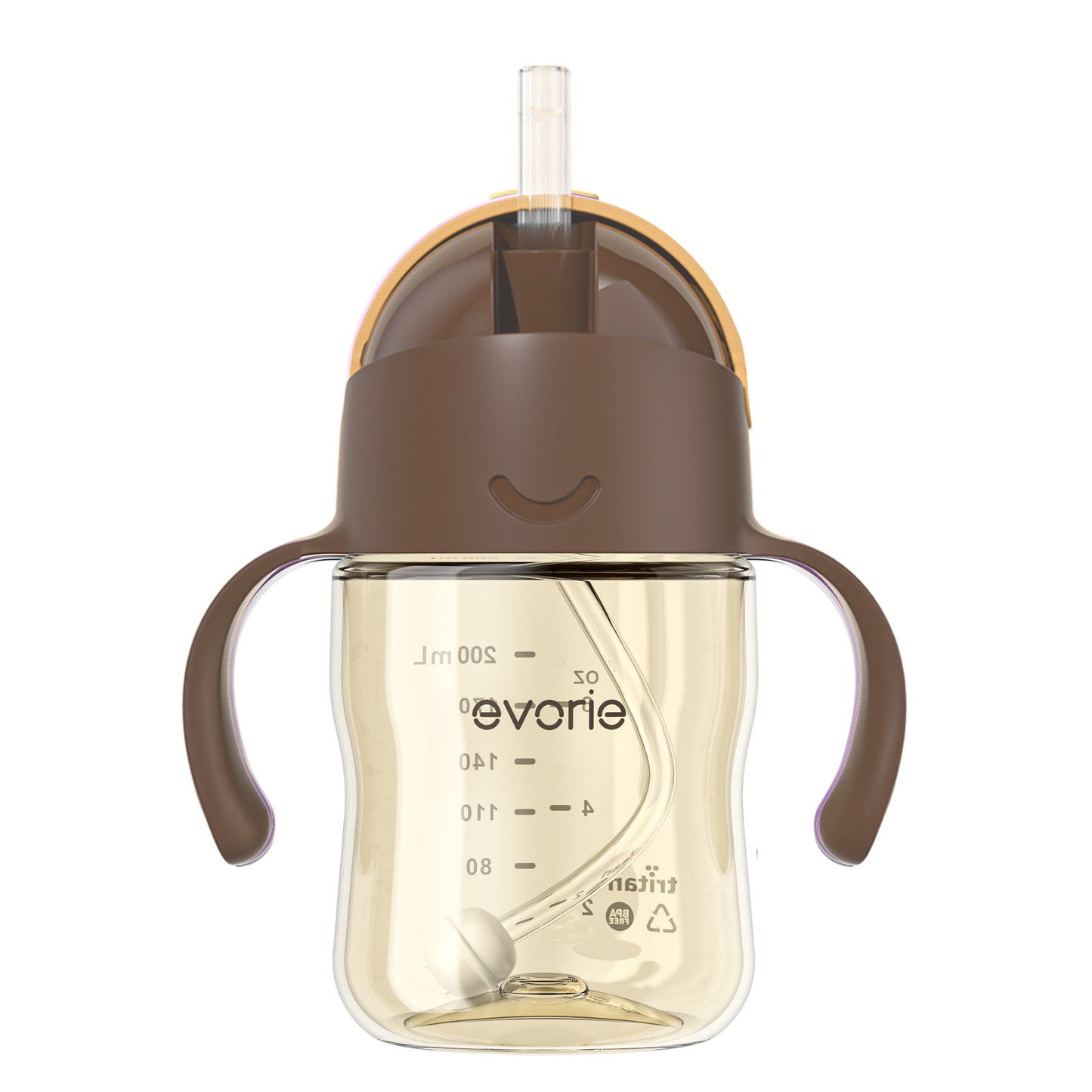 Evorie Tritan Baby 360 Straw Water Bottle Sippy Cup 200mL, Coffee (NEW)