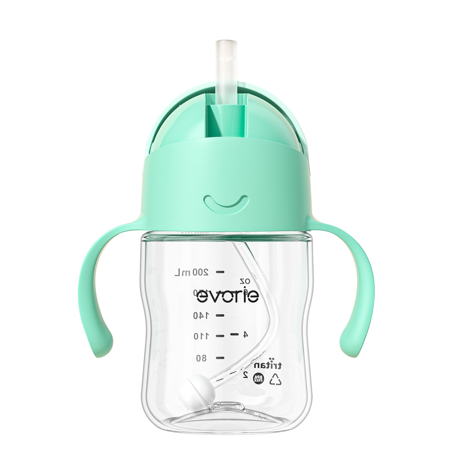 Evorie Tritan Baby 360 Straw Water Bottle Sippy Cup 200mL, Mint