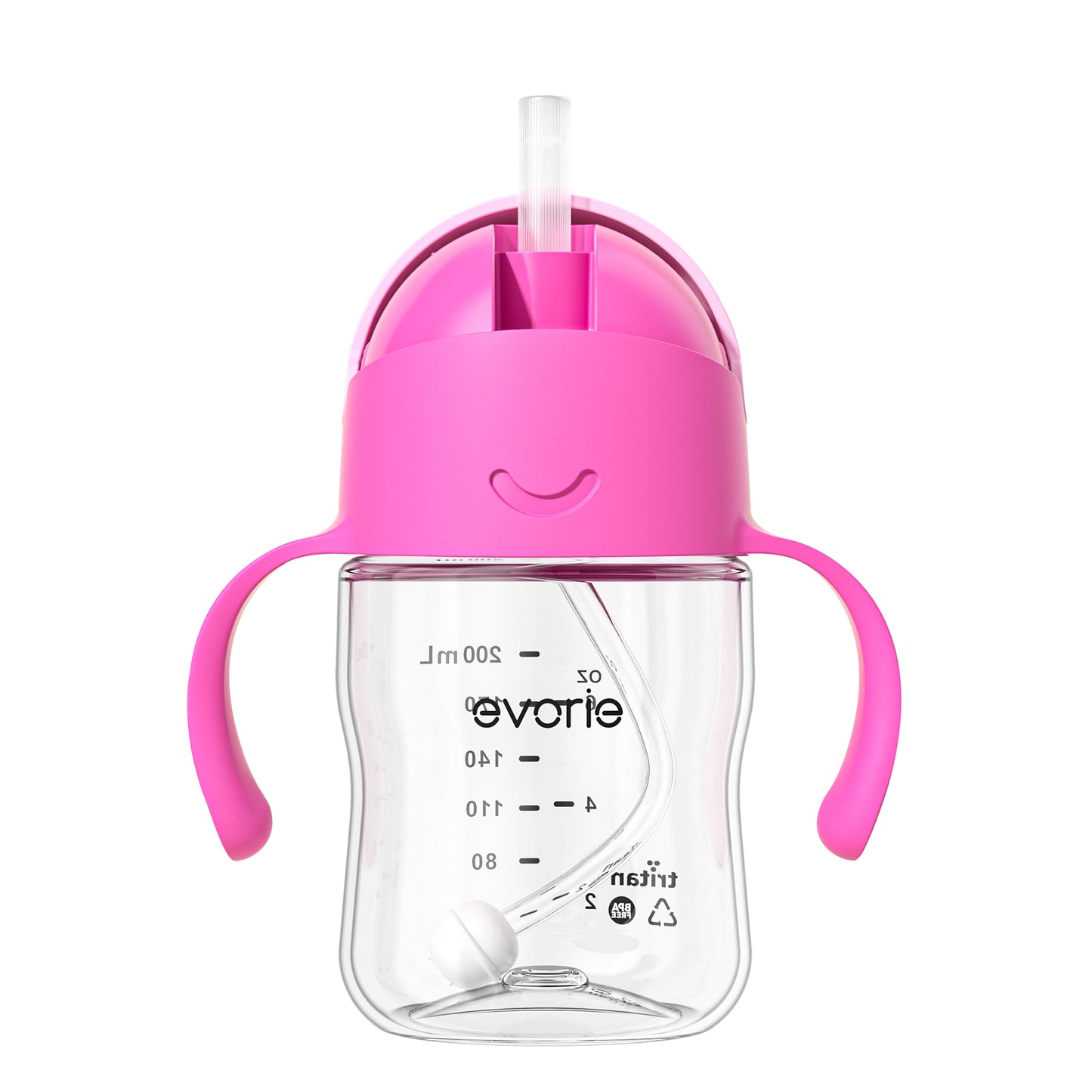 Evorie Tritan Baby 360 Straw Water Bottle Sippy Cup 200mL, Strawberry