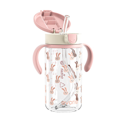 Evorie Tritan Kids Straw Water Bottle Mug 300mL, Sweet Pink (NEW)