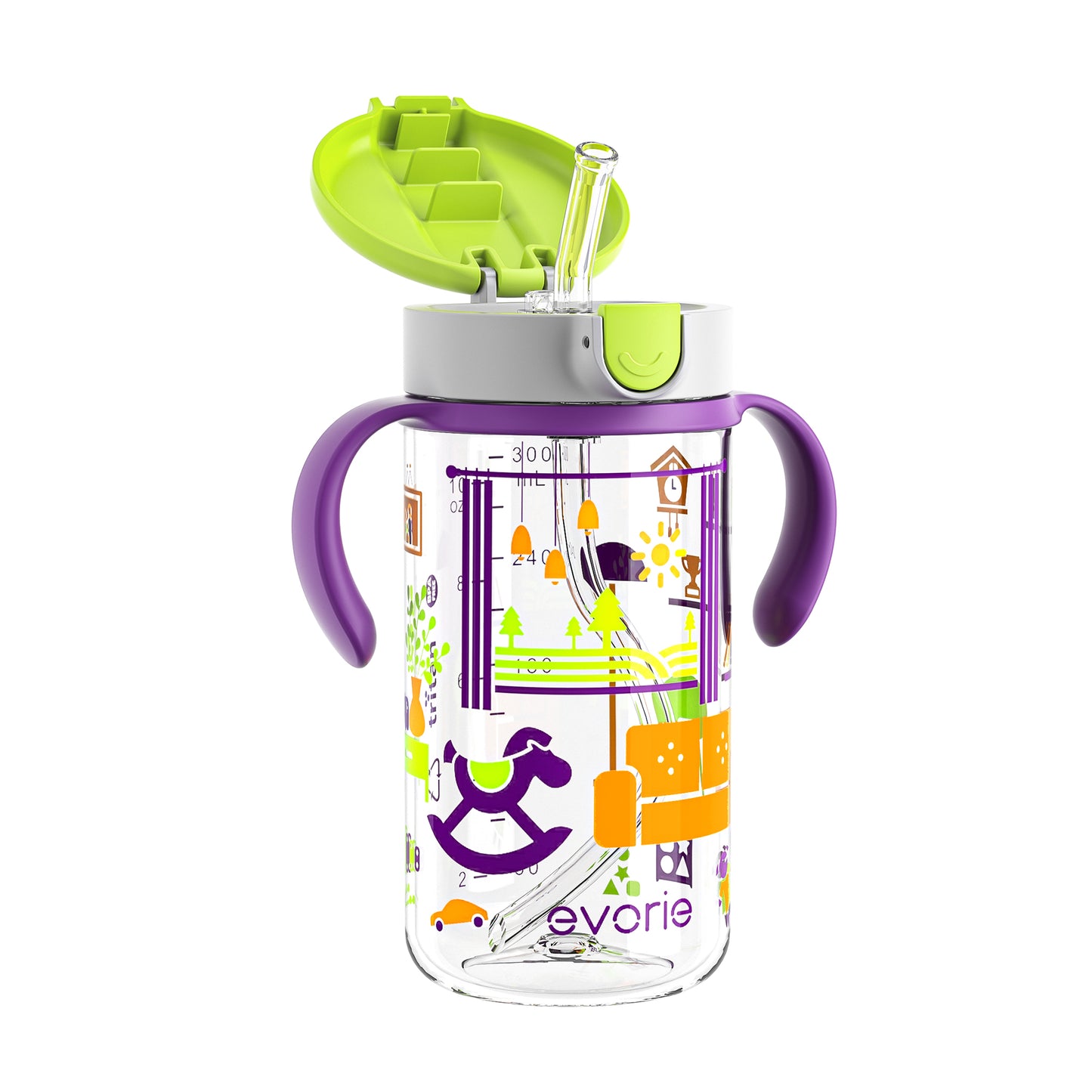 Evorie Tritan Kids Straw Water Bottle Mug 300mL, Sweet Memories GP