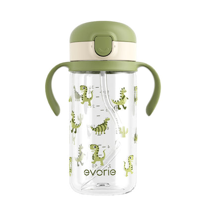 Evorie Tritan Kids Straw Water Bottle Mug 300mL, Green Dino (NEW)