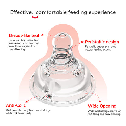 Tritan Wide-neck Baby Milk Feeding Bottle 240mL/8oz, Camellia