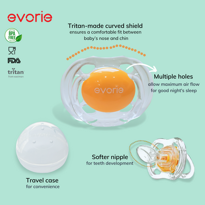 Evorie Orthodontic ultrasoft Silicone Baby Pacifier, Mint