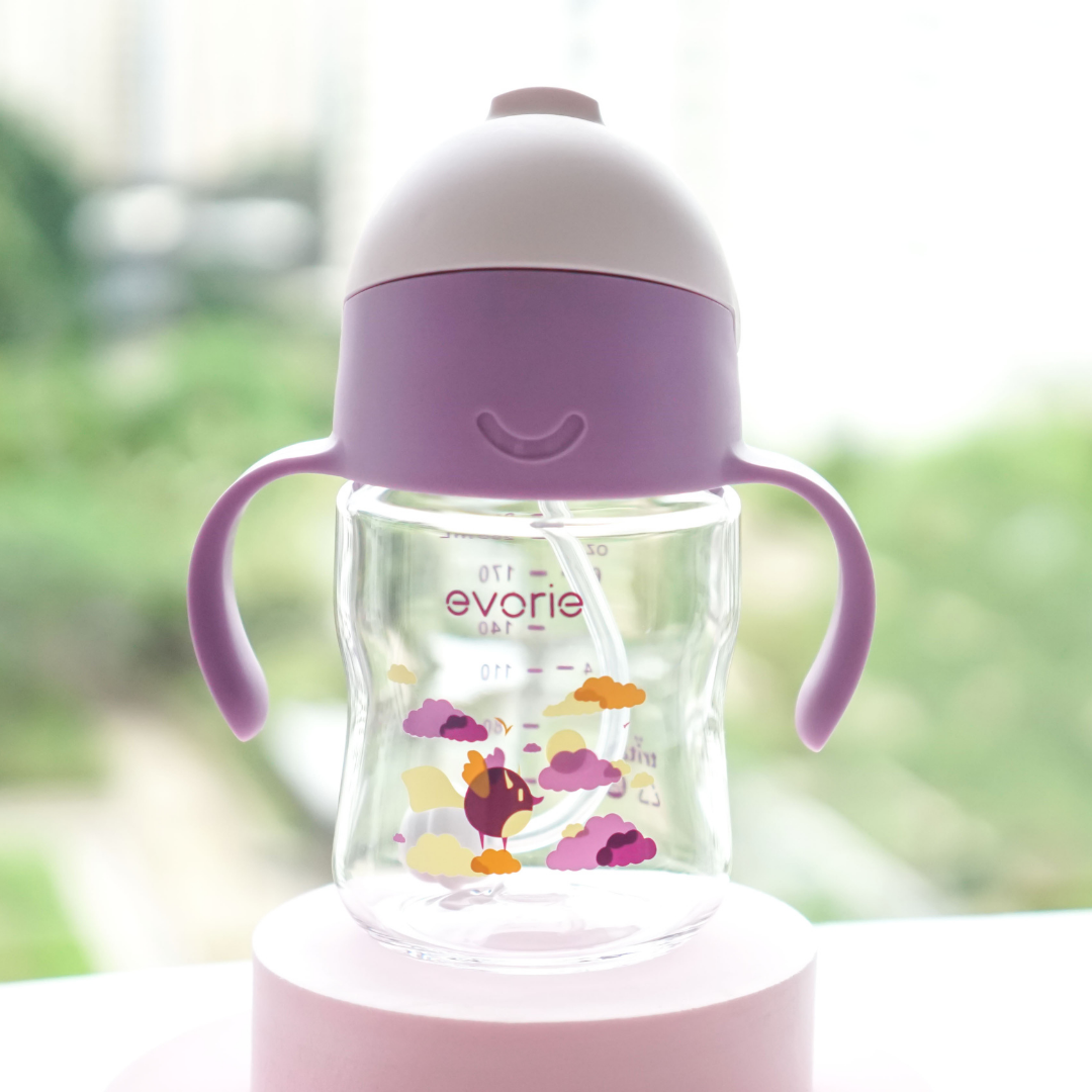 Evorie Tritan Baby 360 Straw Water Bottle Sippy Cup 200mL, Daydream