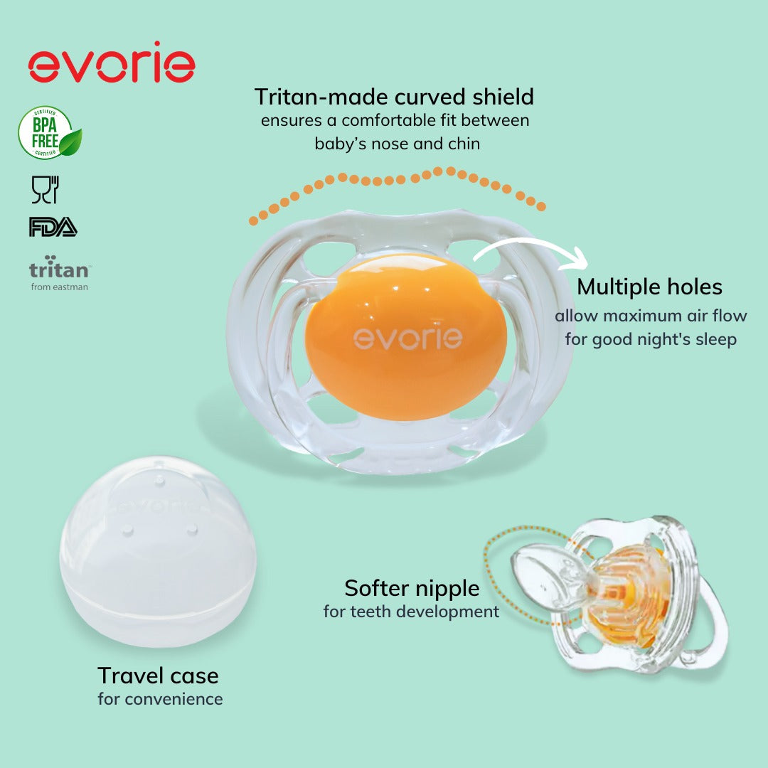 Evorie Orthodontic ultrasoft Silicone Baby Pacifier, Apricot